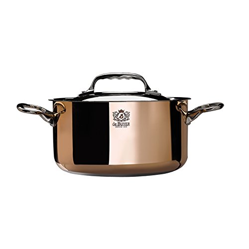 3011246242281 - DEBUYER PRIMA MATERA 9.6-QUART STAINLESS STEEL STEWPAN, COPPER WITH STAINLESS STEEL LID