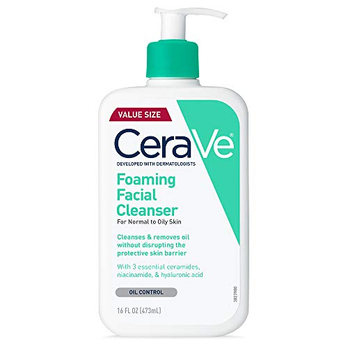 0301871368160 - CERAVE FOAMING FACIAL CLEANSER | MAKEUP REMOVER AND DAILY FACE WASH FOR OILY SKIN | 16 FLUID OUNCE