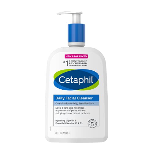 0302990113419 - FACE WASH BY CETAPHIL, DAILY FACIAL CLEANSER FOR COMBINATION TO OILY SENSITIVE SKIN, NEW 20FL OZ, GENTLE FOAMING DEEP CLEAN WITHOUT STRIPPING