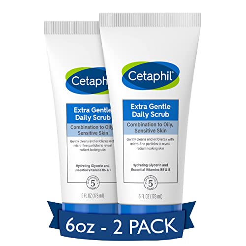 0302993889182 - CETAPHIL EXFOLIATING FACE WASH, EXTRA GENTLE DAILY FACE SCRUB, GENTLY EXFOLIATES & CLEANSES, FOR ALL SKIN TYPES, NON-IRRITATING & HYPOALLERGENIC, SUITABLE FOR SENSITIVE SKIN, 6 FL OZ, PACK OF 2
