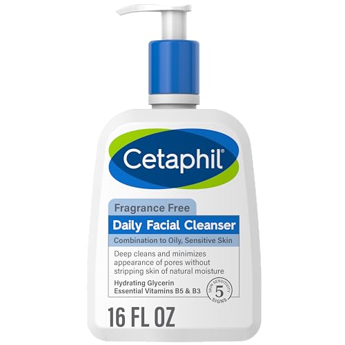 0302993927402 - CETAPHIL FACE WASH, DAILY FACIAL CLEANSER FOR SENSITIVE, COMBINATION TO OILY SKIN, NEW 16 OZ, FRAGRANCE FREE,GENTLE FOAMING, SOAP FREE, HYPOALLERGENIC