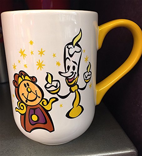 0000030308640 - DISNEY PARKS COGSWORTH LUMIERE FROM BEAUTY AND THE BEAST CASTLE MUG YELLOW HANDLE AND INSIDE NEW