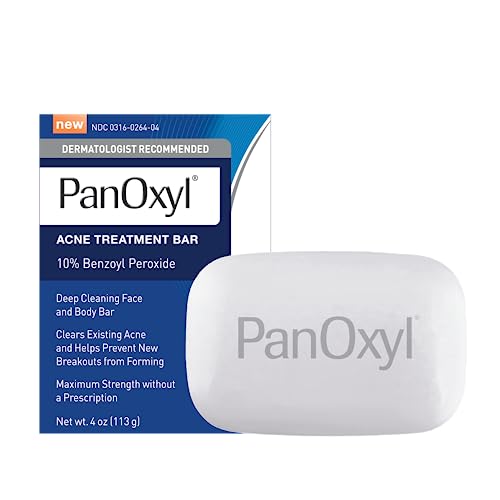 0303160264047 - PANOXYL ACNE TREATMENT BAR WITH 10% BENZOYL PEROXIDE, MAXIMUM STRENGTH ACNE BAR SOAP FOR FACE, CHEST AND BACK, BENZOYL PEROXIDE BAR SOAP BODY WASH, VEGAN, FOR ACNE PRONE SKIN, 4 OZ