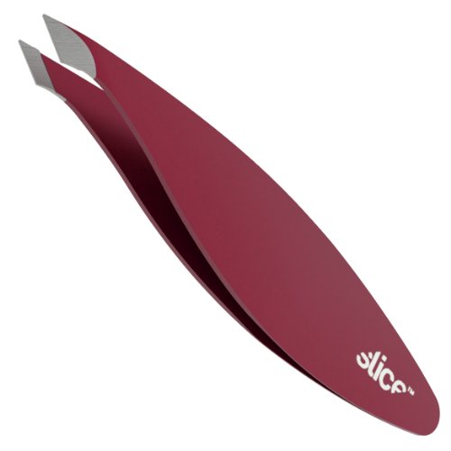 3040012739908 - SLICE 10457 COMBO TIP TWEEZER, SLANTED & POINTED, EXTRA WIDE GRIP, FOR FINE HAIR & EYEBROW DESIGN, RED