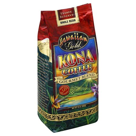 0030684842436 - HAWAIIAN GOLD KONA WHOLE BEAN COFFEE, 10 OZ (PACK OF 6)