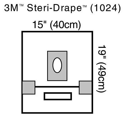 3070738705819 - 3M STERI-DRAPE, SMALL DRAPE W/ADHESIVE APERTURE AND POUCH, 15 X 19, 10/BX, 3M1024