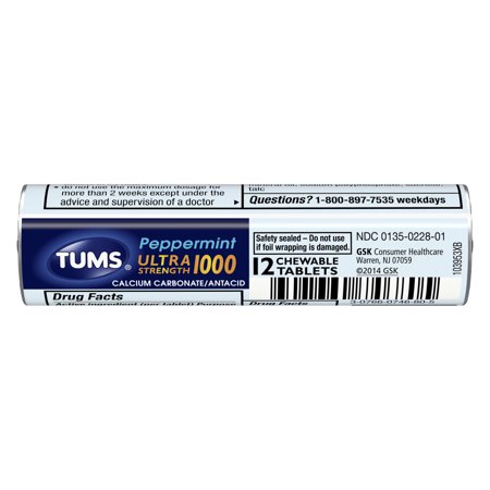 0307660746805 - TUMS ULTRA STRENGTH 1000, PEPPERMINT, 12-COUNT (PACK OF 12)