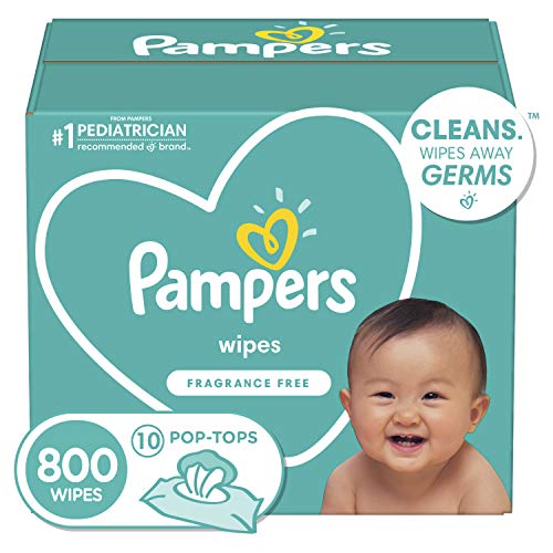 0030772003282 - BABY WIPES, PAMPERS BABY DIAPER WIPES, HYPOALLERGENIC AND UNSCENTED, 10X POP-TOP PACKS, 800 COUNT