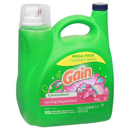 0030772007204 - GAIN + AROMA BOOST LIQUID LAUNDRY DETERGENT, SPRING DAYDREAM SCENT, 107 LOADS, 154 FL OZ, HE COMPATIBLE