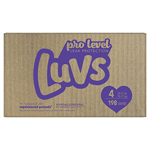 0030772035269 - DIAPERS SIZE 4, 198 COUNT - LUVS PRO LEVEL LEAK PROTECTION HYPOALLERGENIC DISPOSABLE BABY DIAPERS FOR SENSITIVE SKIN (PACKAGING MAY VARY)