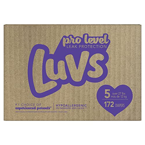 0030772035276 - DIAPERS SIZE 5, 172 COUNT - LUVS PRO LEVEL LEAK PROTECTION HYPOALLERGENIC DISPOSABLE BABY DIAPERS FOR SENSITIVE SKIN (PACKAGING MAY VARY)