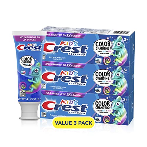 0030772071090 - CREST ADVANCED KIDS FLUORIDE TOOTHPASTE, BUBBLEGUM FLAVOR, THREE TUBES OF 4.2 OZ COLOR CHANGING TOOTHPASTE