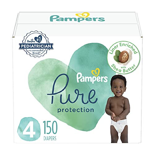 0030772080634 - DIAPERS SIZE 4, 150 COUNT - PAMPERS PURE PROTECTION DISPOSABLE BABY DIAPERS, HYPOALLERGENIC AND UNSCENTED PROTECTION (PACKAGING & PRINTS MAY VARY)
