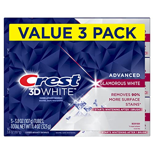 0030772084786 - CREST 3D WHITE ADVANCED GLAMOROUS WHITE TEETH WHITENING TOOTHPASTE, 3.8 OZ, PACK OF 3