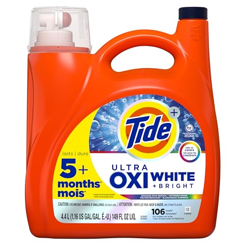 0030772141595 - TIDE PLUS ULTRA OXI WHITE AND BRIGHT LIQUID LAUNDRY DETERGENT, ADVANCED STAIN REMOVAL AND WHITENING POWER, 149 FL OZ, 106 LOADS
