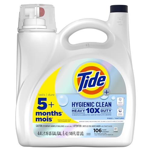 0030772141618 - TIDE HYGIENIC CLEAN HEAVY DUTY 10X FREE LIQUID LAUNDRY DETERGENT, UNSCENTED, 106 LOADS, 149 OZ, HE COMPATIBLE