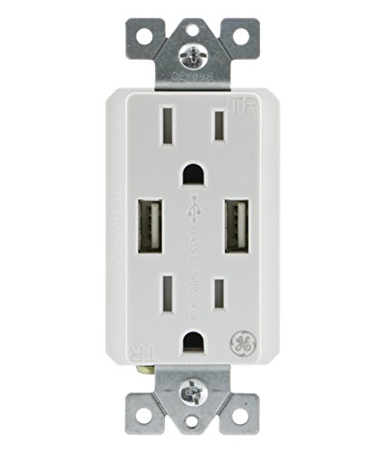 0030878375160 - GE 4 AMP HIGH SPEED DUAL USB CHARGER OUTLET, 15A, TAMPER RESISTANT IN-WALL RECEPTACLE, UL LISTED, WITH ULTRA CHARGE TECHNOLOGY, 37516