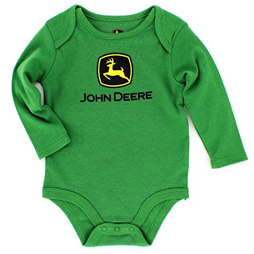 0030915971058 - JOHN DEERE BABY LONG SLEEVE BODYSUIT (6/9M, GREEN JD LOGO)