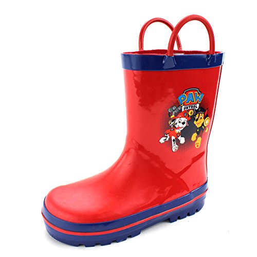 0030915976367 - PAW PATROL KIDS RAIN BOOTS (RED/BLUE MARSHALL & CHASE, 9/10 M US TODDLER)