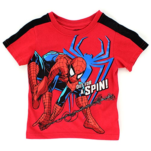 0030915986632 - SPIDER-MAN TODDLER SHORT SLEEVE TEE (3T, RED OUT FOR A SPIN)