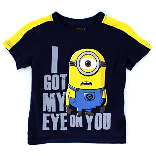 0030915986748 - DESPICABLE ME MINIONS BOYS SHORT SLEEVE TEE (3T, NAVY EYE ON YOU)