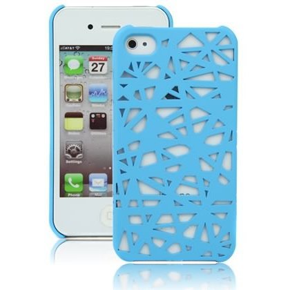 0030955678764 - LIGHT BLUE INTERWOVE LINE BIRDS NEST STYLE SLIM SNAP ON HARD COVER CASE FOR IPHONE 4 4S