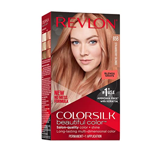 0309970185787 - COLORSILK BEAUTIFUL COLOR PERMANENT HAIR COLOR, LONG-LASTING HIGH-DEFINITION COLOR, SHINE & SILKY SOFTNESS WITH 100% GRAY COVERAGE, AMMONIA FREE, 85B STRAWBERRY BLONDE, 1 PACK