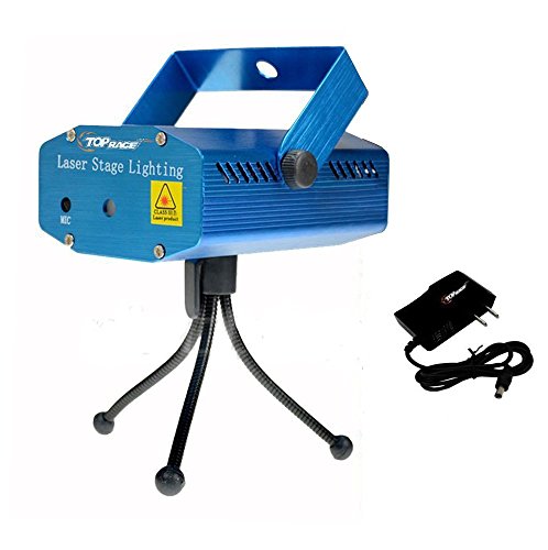 0309978312000 - TOP RACE® LED MINI STAGE LIGHT LASER PROJECTOR CLUB DJ DISCO BAR STAGE LIGHT, VOICE-ACTIVATED VERSION FDA & AMAZON STANDARDS LASER TYPE: CLASS IIIR