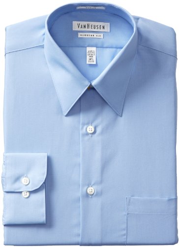0031007453773 - VAN HEUSEN MEN'S REGULAR FIT POPLIN DRESS SHIRT, CAMEO BLUE, 16.5 34-35