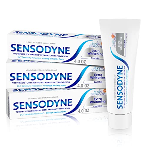 0310158356585 - SENSODYNE EXTRA WHITENING SENSITIVE TEETH AND CAVITY PREVENTION WHITENING TOOTHPASTE, AMAZON EXCLUSIVE, COOL MINT - 4 OUNCES (PACK OF 3)