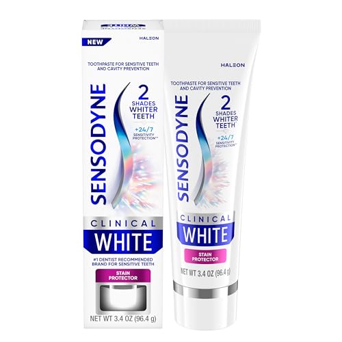 0310158358145 - SENSODYNE CLINICAL WHITE TOOTHPASTE CLINICALLY PROVEN WHITENING FOR SENSITIVE TEETH, STAIN PROTECTOR, 3.4 OZ
