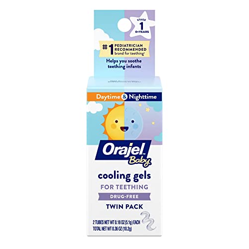 0310310430153 - ORAJEL BABY DAYTIME & NIGHTTIME COOLING GELS FOR TEETHING, DRUG-FREE, #1 PEDIATRICIAN RECOMMENDED BRAND FOR TEETHING*, TWO 0.18OZ TUBES