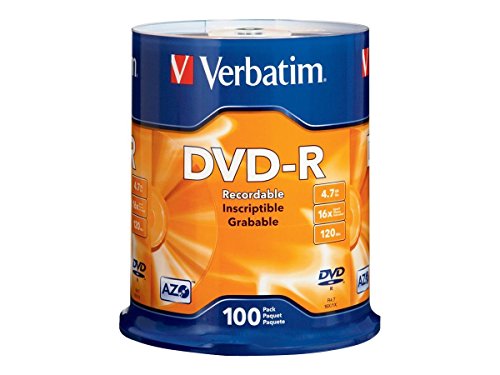 0031111747638 - VERBATIM 4.7 GB UP TO 16X BRANDED RECORDABLE DISC DVD-R 100-DISC SPINDLE 95102