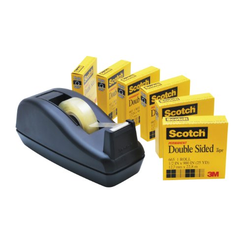 0031112279183 - SCOTCH DOUBLE SIDED TAPE WITH DELUXE DESKTOP TAPE DISPENSER, 1/2 X 900 INCHES, 6