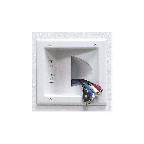 0031112866567 - DATACOMM 45-0031-WH RECESSED LOW VOLTAGE MEDIA PLATE WITH DUPLEX RECEPTACLE, WHITE