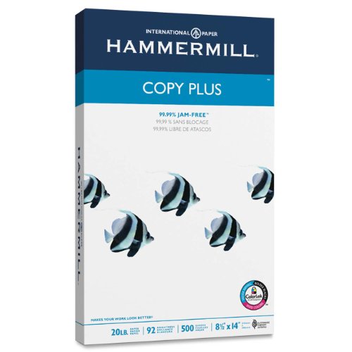 0031113521724 - HAMMERMILL COPY PLUS , 20 LB, 8.5 X 14, LEGAL, 92 BRIGHT, 500 SHEETS/1 REAM