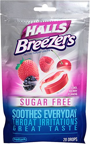 0312546015029 - HALLS SUGAR FREE BREEZERS, COOL BERRY, 20-COUNT DROPS (PACK OF 12)