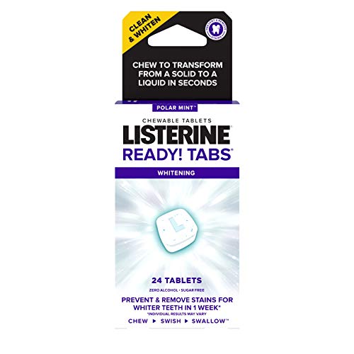 0312547115629 - LISTERINE READY! TABS WHITENING CHEWABLE TABLETS WITH POLAR MINT FLAVOR TO HELP FIGHT BAD BREATH, GENTLY WHITEN TEETH & KILL BAD BREATH GERMS ON THE GO, SUGAR-FREE, GLUTEN-FREE, 24 CT