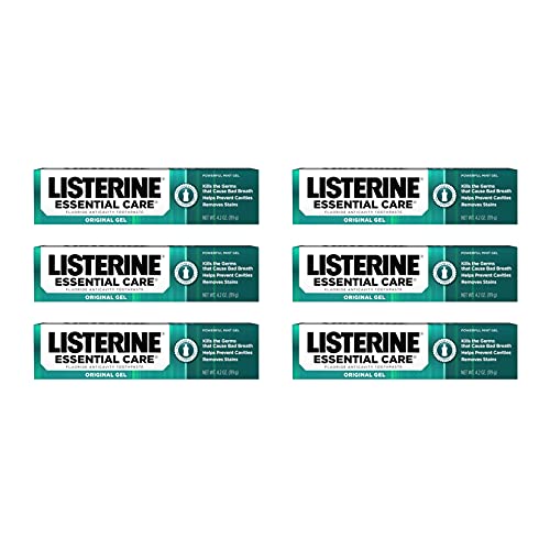 0312547115964 - LISTERINE ESSENTIAL CARE ORIGINAL GEL FLUORIDE TOOTHPASTE, PREVENTS BAD BREATH AND CAVITIES, POWERFUL MINT FLAVOR FOR FRESH ORAL CARE, 4.2 OZ, PACK OF 6