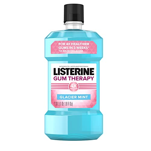 0312547352659 - LISTERINE GUM THERAPY ANTIPLAQUE & ANTI-GINGIVITIS MOUTHWASH, ORAL RINSE TO HELP REVERSE SIGNS OF EARLY GINGIVITIS LIKE BLEEDING GUMS, ADA ACCEPTED, GLACIER MINT, 1 L