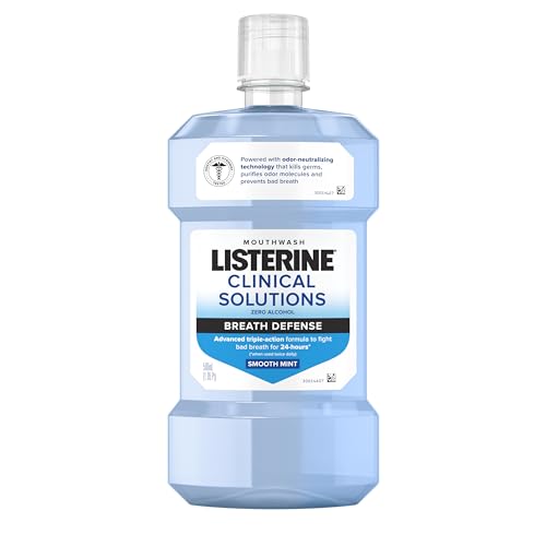 0312547352741 - LISTERINE CLINICAL SOLUTIONS BREATH DEFENSE ZERO ALCOHOL MOUTHWASH, ALCOHOL-FREE MOUTHWASH WITH A TRIPLE-ACTION FORMULA FIGHTS BAD BREATH FOR 24 HOURS, SMOOTH MINT ORAL RINSE, 500 ML