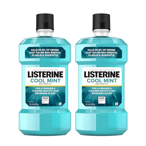0312547352857 - LISTERINE MOUTHWASH, ANTISEPTIC, ANTIBACTERIAL, BAD BREATH TREATMENT, PLAQUE & GINGIVITIS PROTECTION, GUM DISEASE TREATMENT, MOUTH WASH FOR ADULTS; COOL MINT FLAVOR, 1 L (PACK OF 2)