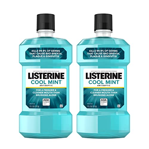 0312547780292 - LISTERINE MOUTHWASH, ANTISEPTIC, ANTIBACTERIAL, BAD BREATH TREATMENT, PLAQUE & GINGIVITIS PROTECTION, GUM DISEASE TREATMENT, MOUTH WASH FOR ADULTS; COOL MINT FLAVOR, 1 L (PACK OF 2)
