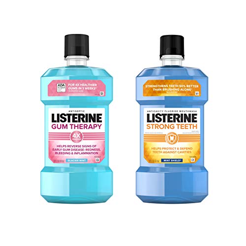 0312547780391 - LISTERINE STRONG TEETH FLUORIDE ANTICAVITY MOUTHWASH, TEETH STRENGTHENING ORAL RINSE, MINT, 1 L & LISTERINE GUM THERAPY ANTISEPTIC ANTIPLAQUE & ANTI-GINGIVITIS MOUTHWASH, MINT, 1 L