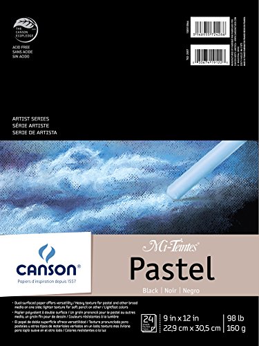 3148955724286 - CANSON MI-TEINTES BLACK PAD FOR PASTELS, 24 SHEETS, 9 BY 12-INCH
