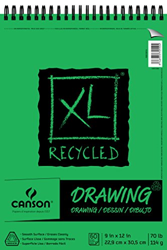 3148955725504 - CANSON XL RECYCLED DRAWING PAD, 60 SHEETS, 9 BY 12-INCH