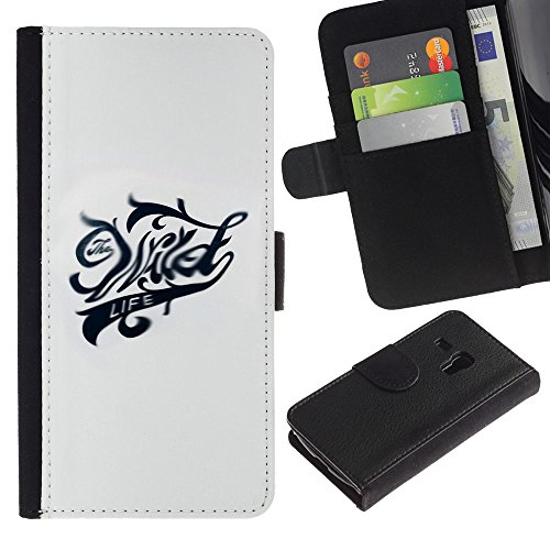 3151652099441 - GIFT CHOICE / SMARTPHONE CELL PHONE LEATHER WALLET CASE PROTECTIVE COVER FOR SAMSUNG GALAXY S3 MINI 8190 // WILD LIFE CRAZY BLACK WHITE TEXT YAY //