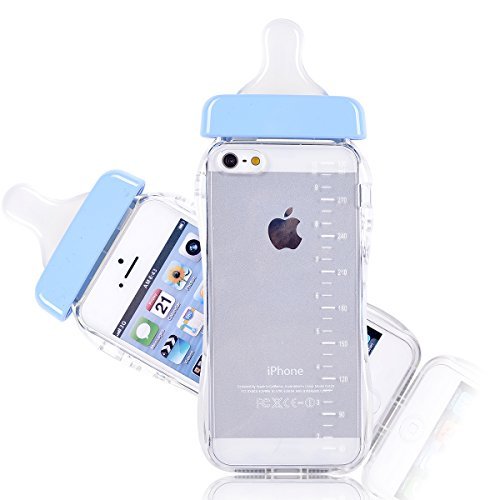 3151939528794 - GENERIC BABY BOTTLE CUTE 3D TPU SOFT PREGNANT WOMAN MILK BOTTLE CLEAR CASE LANYARD CASE COVER FOR IPHONE 5/5S (BLUE)