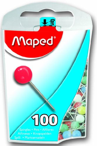 3154143460119 - MAPED MAP PINS IN REUSABLE PLASTIC CASE, 100 PINS PER BOX, ASSORTED COLORS (346011ZC)