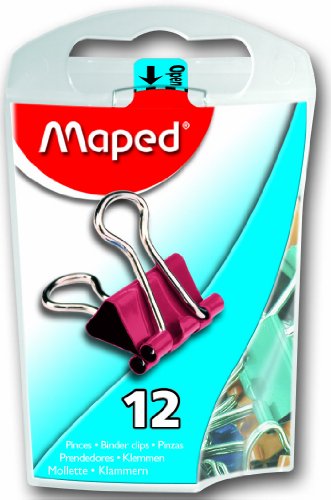 3154143612112 - MAPED MINI BINDER CLIPS IN REUSABLE PLASTIC CASE, 12 CLIPS PER BOX, ASSORTED COLORS